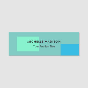 Trendy Minimalistisch Green Blue Namensschild