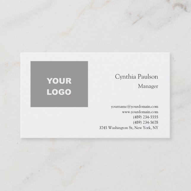 Trendy Minimalistisch Modern Add Your Logo Visitenkarte (Vorderseite)