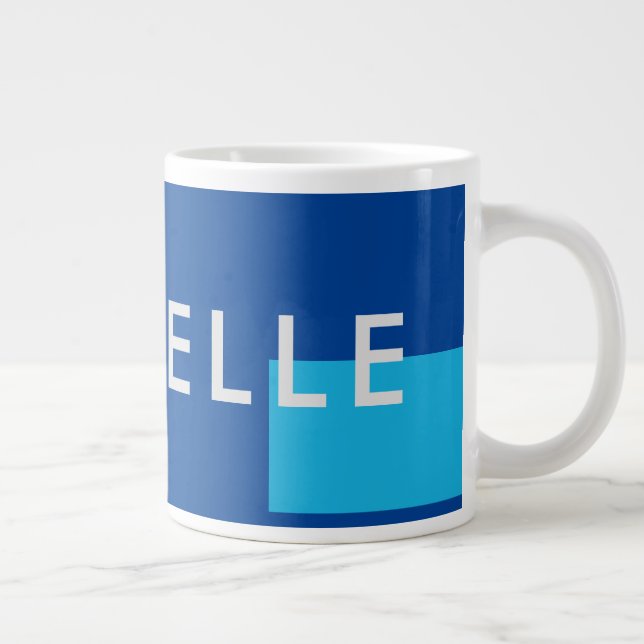 Trendy Minimalistisch Modern Blue Jumbo-Tasse (Rechts)