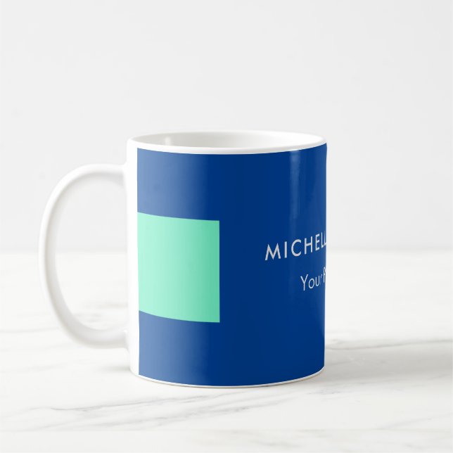 Trendy Minimalistisch Modern Blue Kaffeetasse (Links)