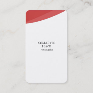 Trendy Minimalistisch Red White Creative Schlicht Visitenkarte