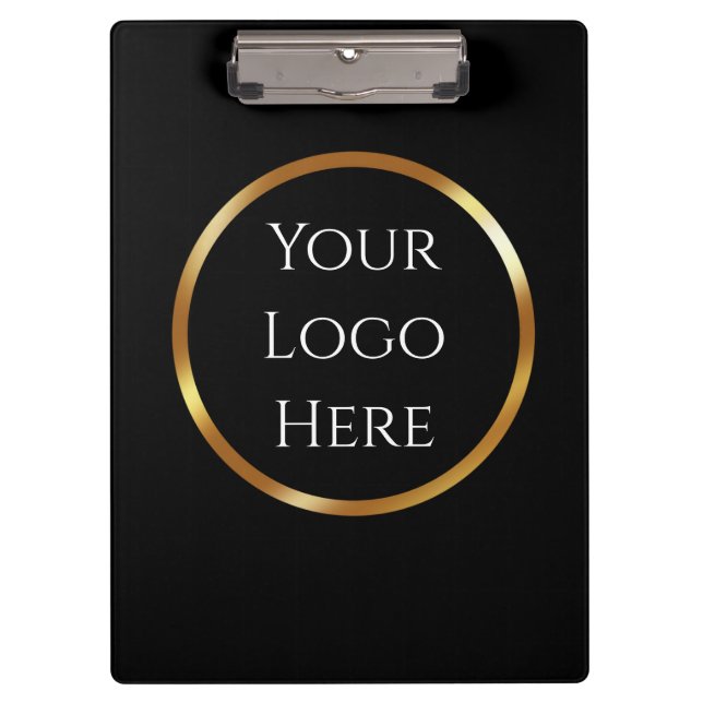 Trendy, Minimalistisch, schwarz und gold mit QR-Co Klemmbrett (Vorderseite)