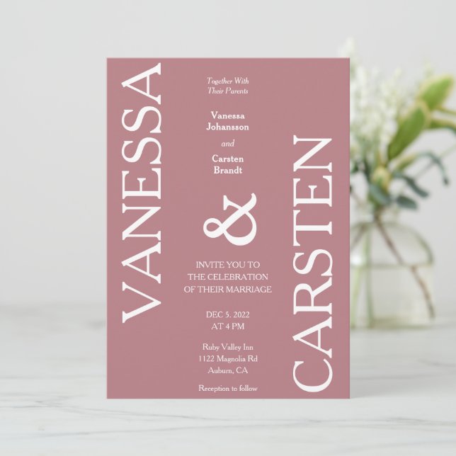 Trendy Minimalistisch Wedding Einladung (Stehend Vorderseite)