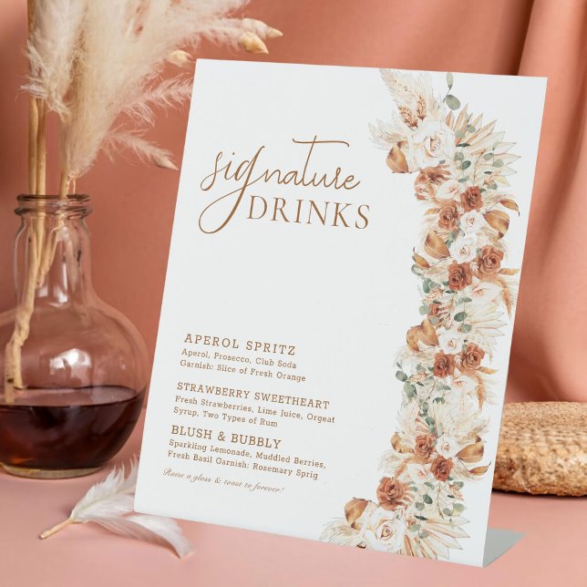 Trendy Minimalistische moderne Brautsignaturgeträn Sockelschild (Von Creator hochgeladen)