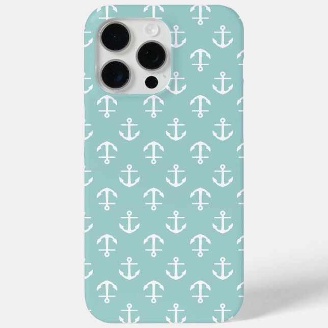 Trendy Mint Anchors Pattern Case-Mate iPhone Hülle (Rückseite)