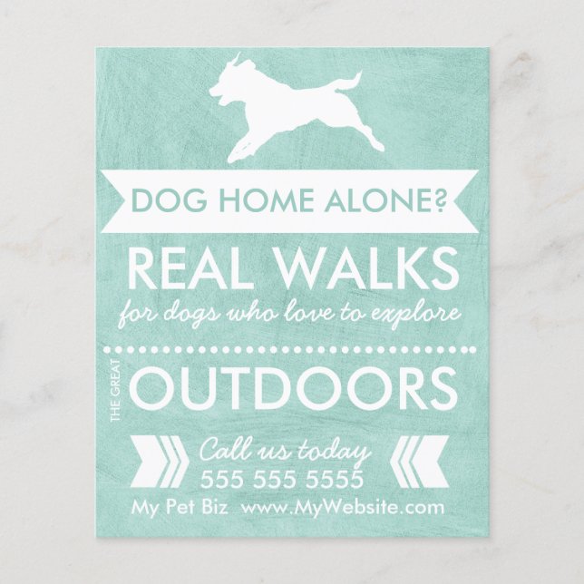 Trendy Mint Green Dog Silhouette Dog Walker Flyer (Vorne)
