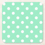Trendy Mint Green Dotted elegant Vintag Rechteckiger Pappuntersetzer<br><div class="desc">Trendy Mint Green Dotted Elegant Vintag Template Square Paper Untersetzer.</div>