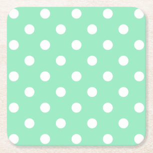 Trendy Mint Green Dotted elegant Vintag Rechteckiger Pappuntersetzer
