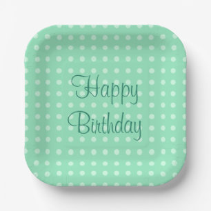 Trendy Mint Green Template Happy Birthday Text Dot Pappteller