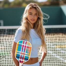 Trendy Mit Monogramm Colorful Kariert Pickleball Schläger