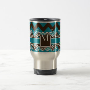 Trendy Mit Monogramm Geometric Zickzack Pattern Reisebecher