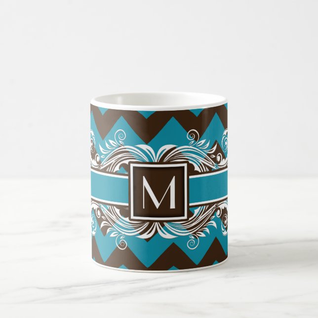 Trendy Mit Monogramm Geometric Zickzack Pattern Tasse (Mittel)