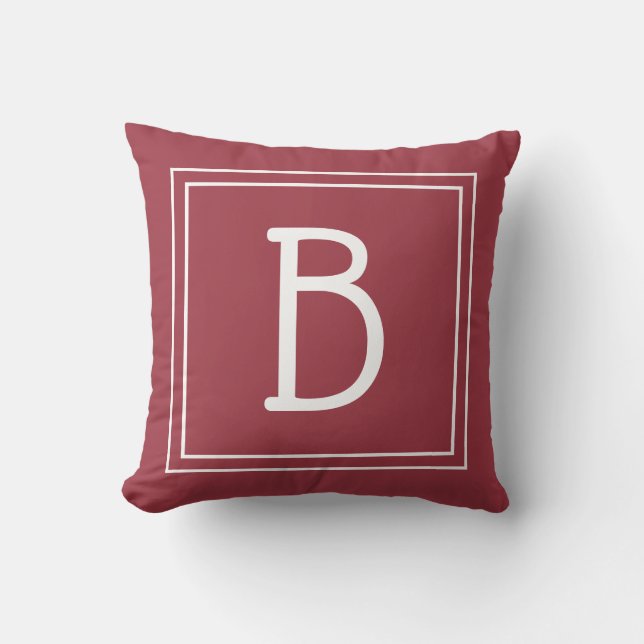 Trendy Mit Monogramm Letter Initial Crimson Red Kissen (Vorderseite)