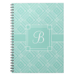 Trendy Mit Monogramm Minze Green Diamond Muster Notizblock