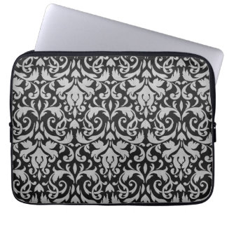 Trendy & Mod Schwarz Grau Damast Laptop-Hülle Laptopschutzhülle
