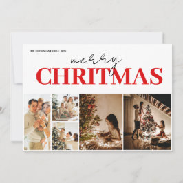 Trendy Modern 5Photo Christmas Holiday Card Feiertagskarte
