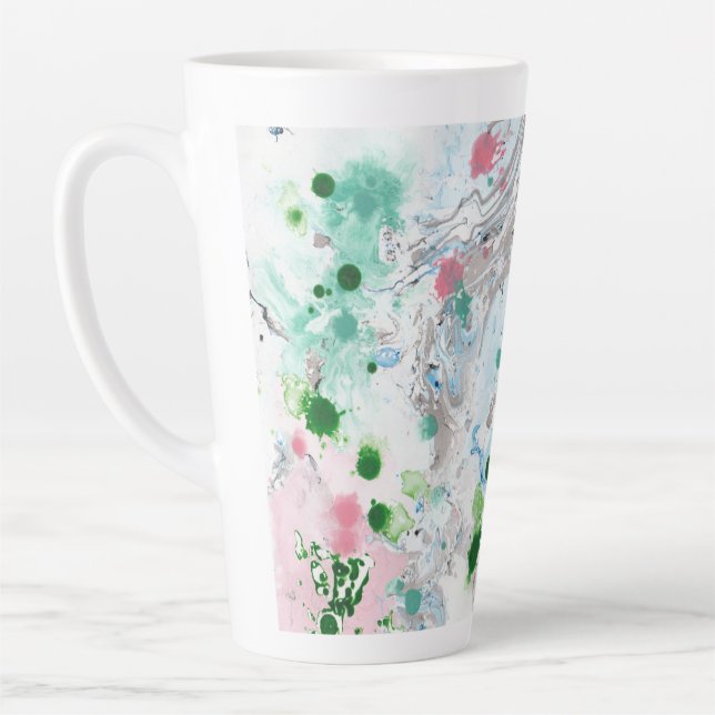 Trendy Modern Abstrakt Pink Blue Green Milchtasse (Links)