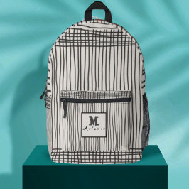 Trendy modern art lines Abstract minimal Monogram Bedruckter Rucksack