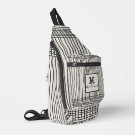 Trendy modern art lines Abstract minimal Monogram Crossbody Bag