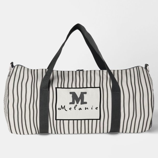 Trendy modern art lines Abstract minimal Monogram  Duffle Bag (Vorderseite)