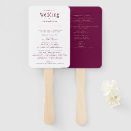 Trendy Modern Berry Wine Wedding Programm Hand Fan Fächer