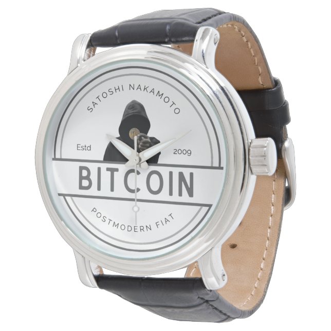 Trendy Modern Bitcoin Armbanduhr (Schrägansicht)
