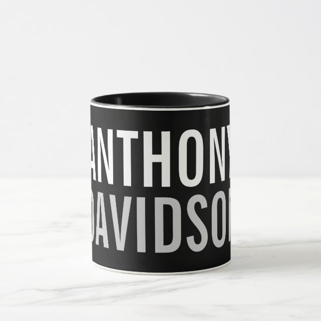 Trendy Modern Black Bold Text Tasse (Zentrum)
