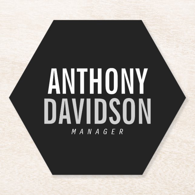 Trendy Modern Black Bold Text Untersetzer (Vorderseite)