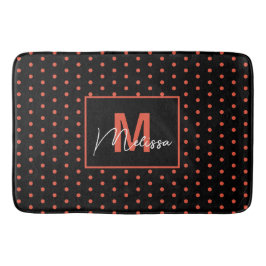 Trendy & Modern Black Lmon Dotted Monogram Badematte