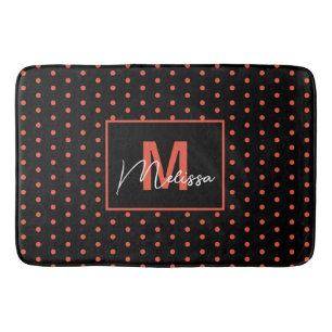 Trendy & Modern Black Lmon Dotted Monogram Badematte