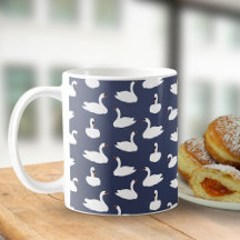 Trendy Modern Blue Swan Pattern Mug