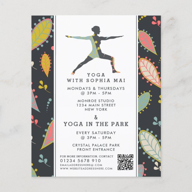 Trendy Modern Boho Yoga Class Advertising Flyer (Vorne)