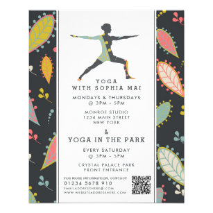 Trendy Modern Boho Yoga Class Advertising Flyer