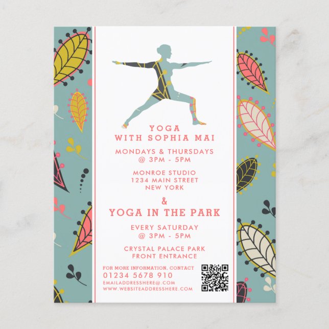Trendy Modern Boho Yoga Class Advertising Flyer (Vorne)