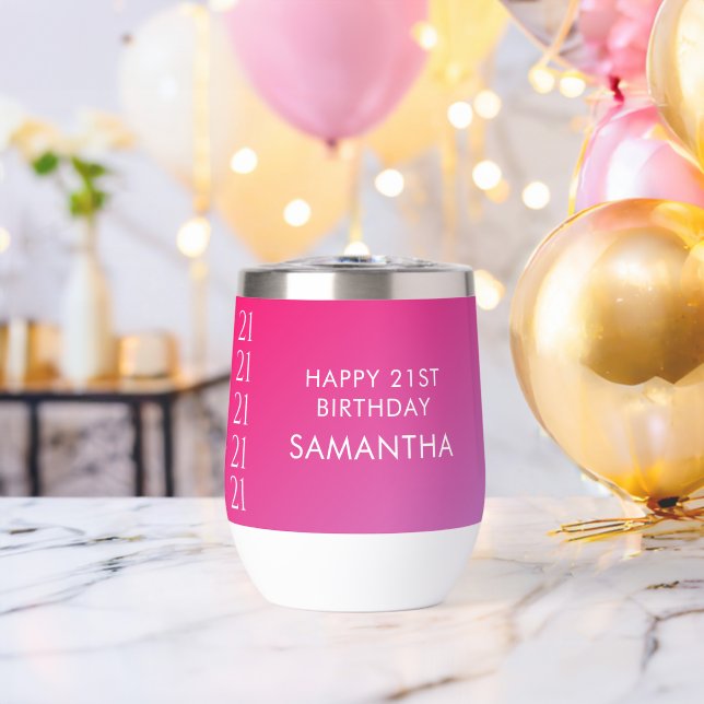 Trendy Modern Bold Pink Gradient 21st Birthday (Junggesellenabschied (gedreht))