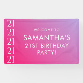 Trendy Modern Bold Pink Gradient 21st Birthday Banner