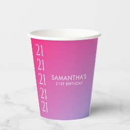 Trendy Modern Bold Pink Gradient 21st Birthday Pappbecher