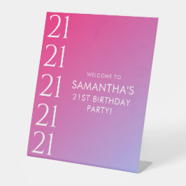 Trendy Modern Bold Pink Gradient 21st Birthday Sockelschild