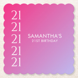 Trendy Modern Bold Pink Gradient 21st Birthday Untersetzer