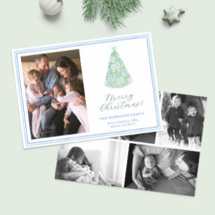 Trendy Modern Bows Weihnachtsbaum Foto Collage Feiertagskarte