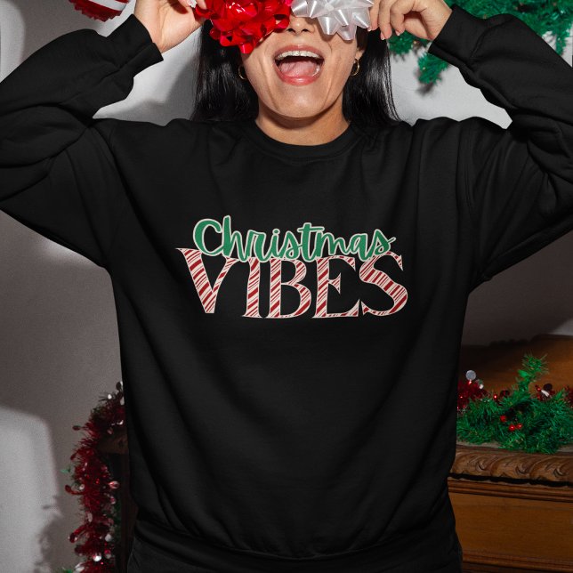 Trendy Modern Candy Cane Christmas Vibes Sweatshirt (Von Creator hochgeladen)