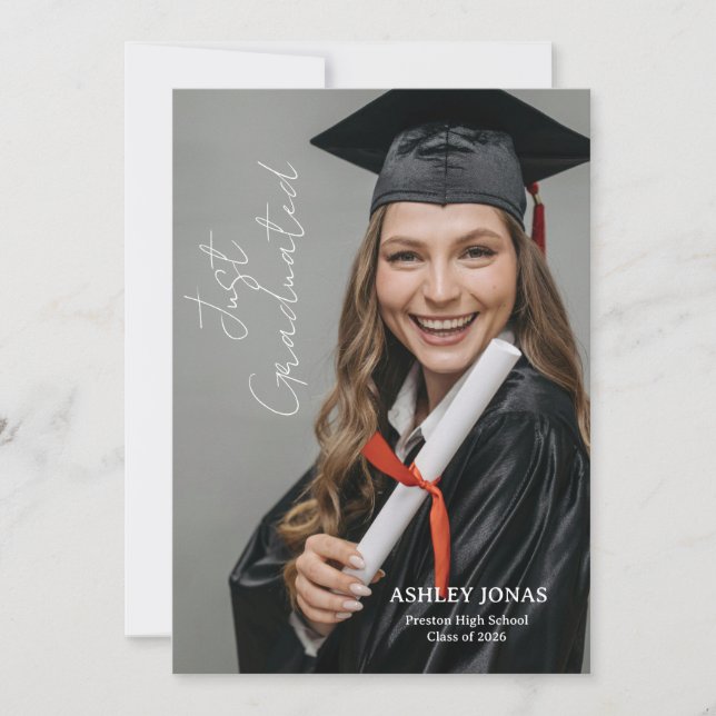 Trendy Modern Casual Photo Graduation Invitation Einladung (Vorderseite)