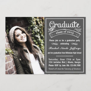 Trendy Modern Chalkboard Typografy Abschluss Einladung