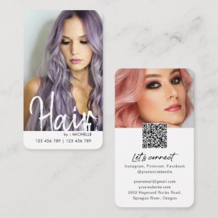 Trendy Modern chic Hair Stilvolles QR Code Foto Visitenkarte