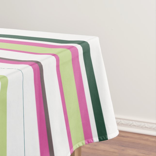 Trendy Modern Chic Pink Green White Stripes Tischdecke (Beispiel)
