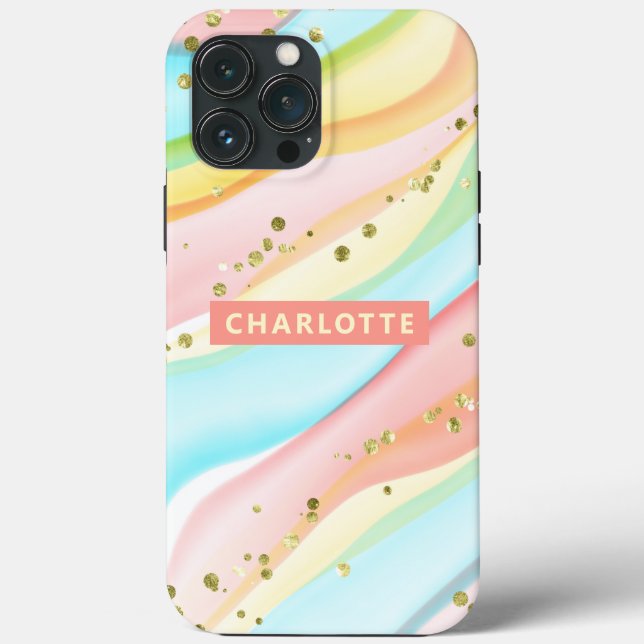 Trendy Modern Colorful Girl Personalisierter Name Case-Mate iPhone Hülle (Rückseite)