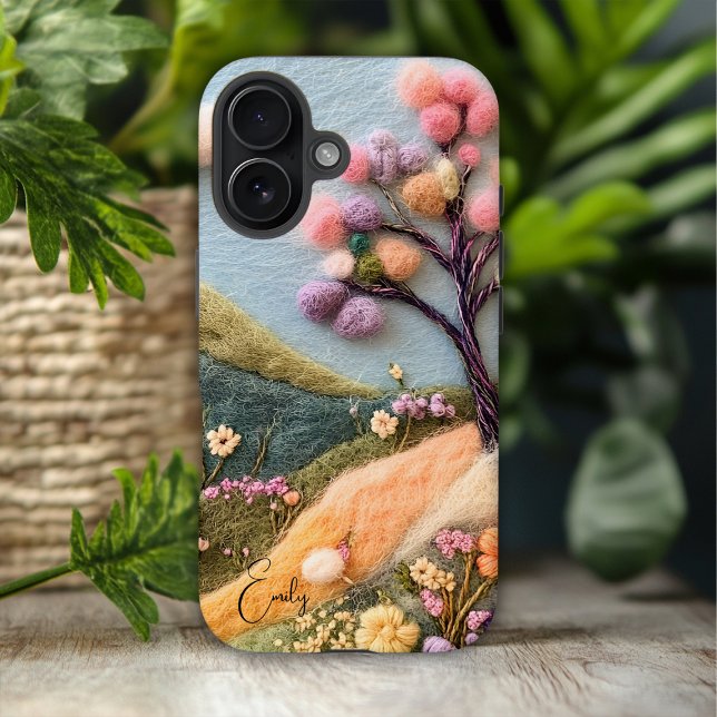 Trendy Modern Felded Floral Personalisiert Name Case-Mate iPhone Hülle (Von Creator hochgeladen)