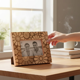 Trendy Modern Floral Daisy Muster Geätzte Rahmen