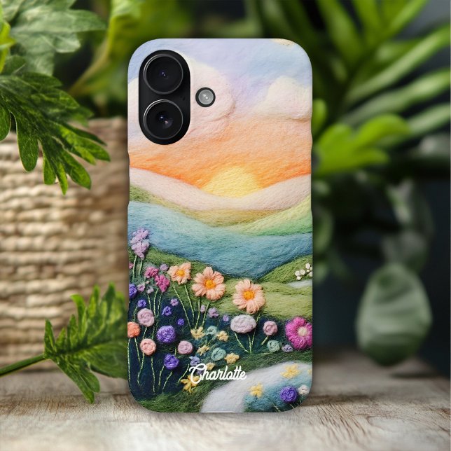 Trendy Modern Floral Sunset Personalisierter Name Case-Mate iPhone Hülle (Von Creator hochgeladen)