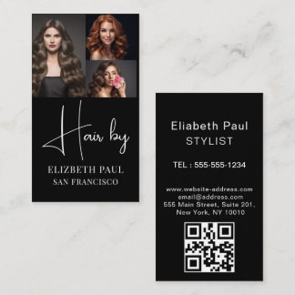 Trendy Modern Foto Hair Stylist 3 Foto Visitenkarte